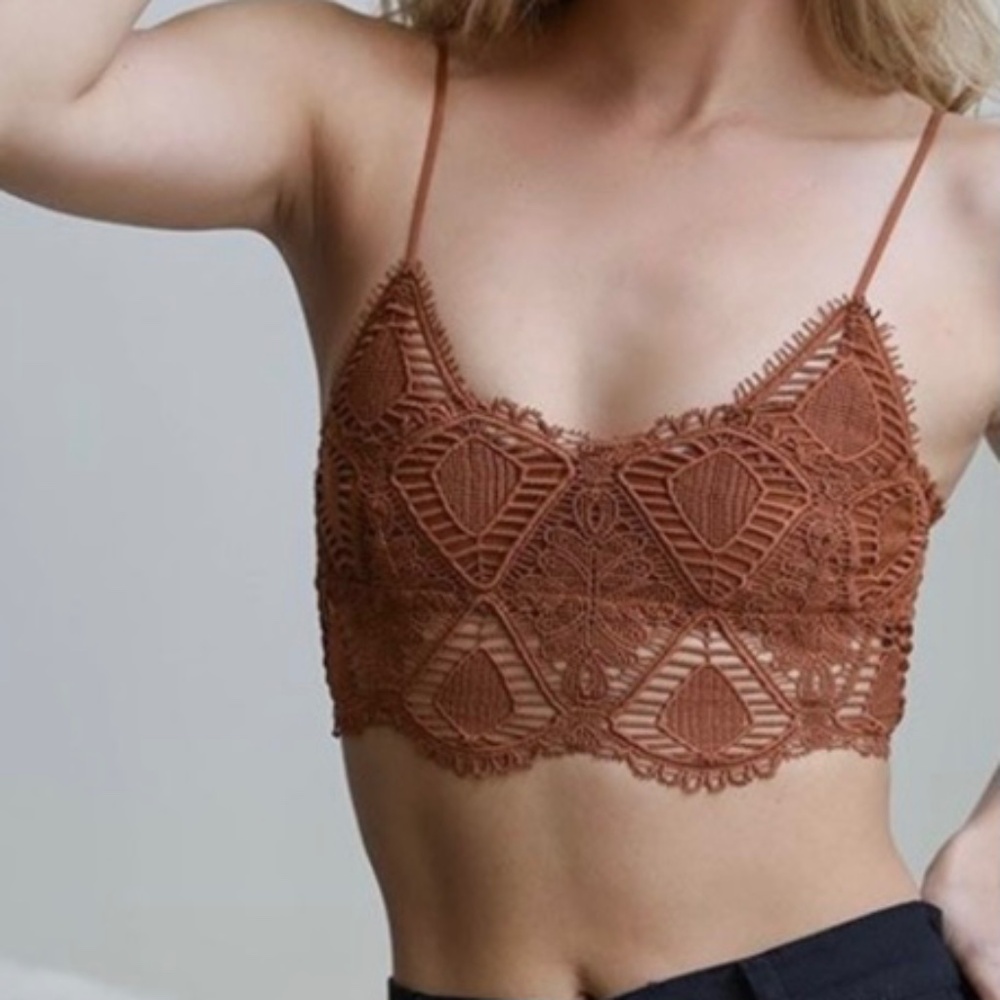 Wishlist Bralette L Rust/Terra Cotta Color Adjustable Straps fit Elastic Back